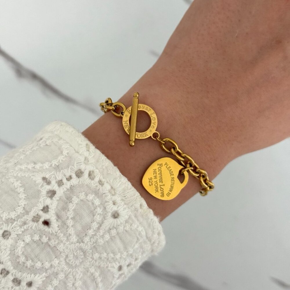 SKU0247 Retro Gold Charm‎ Women Casual Chain Bracelet Stainless steel + gift box